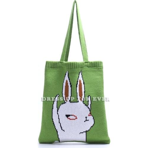 Casual College style Bags for Women High Quality Wool Woven Vag Funny Rabbit Shopping Hand Bags Big Shoulder Bag Women