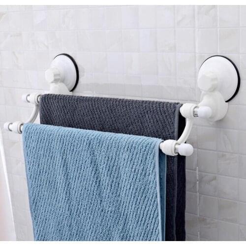 Bathroom Organizer Strong Sucker Towel Rack Stainless Steel Towel Bar