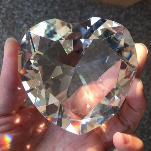 Clear crystal loveDiamond Cut Glass Jewelry Paperweight Crafts Collection Souvenir Birthday Christmas Wedding Gifts Decoration