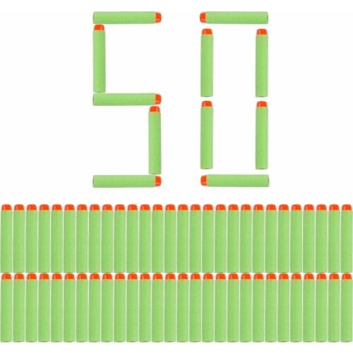 50PCS For Nerf Bullets Soft Hollow Hole Head 7.2cm Refill Darts Toy Gun Green Bullets for Nerf Series Blasters Kid Children Gift