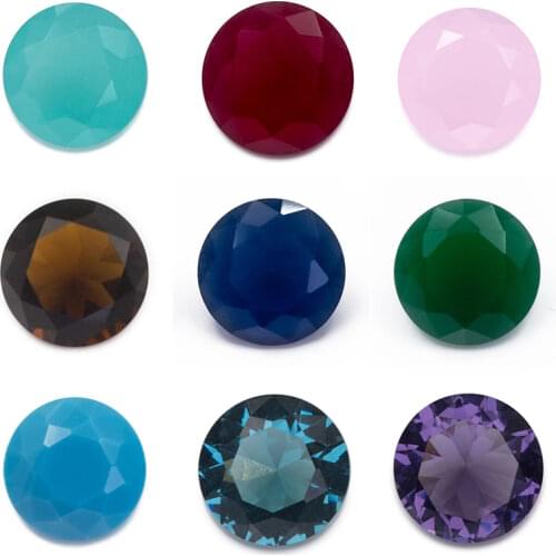 Size 4.0mm-12.0mm BW1 Round Shape Loose Glass Gems Beads Synthetic Gems Jewelry Stone