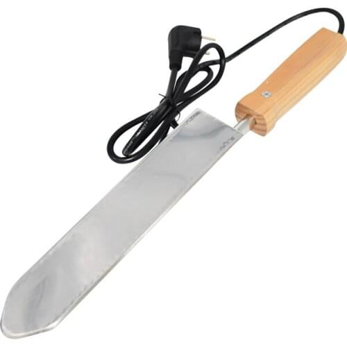 EU Plug Cutting Knife Heating Handle Wooden Tools Stainless Steel Scraper Electric Honey Knife Bee Beekeeping Equipment