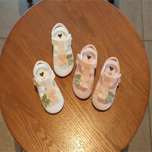 Summer non-slip bow sandals Baotou girls princess 0-3 years old soft-soled baby shoes