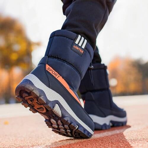 Children Snow Boots 2020 Winter New Mid-calf Waterproof Thick Plush Warm Crampons Non-slip Boots Shoes For Big Girls Boys Kids