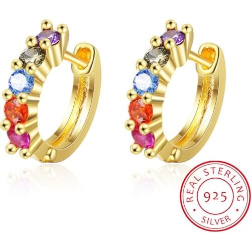 LEKANI 2 Colors Sparkling Circle Earrings for Women 925 Sterling Silver Gold Color Wedding Statement Jewelry Brincos SCE498-C