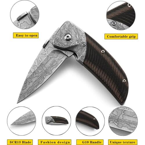 Folding Knife 8CR13MOV Blade Pocket Outdoor EDC Knives Tactical Folding Knife for Self-Defense Survival Climbing Riding Camping