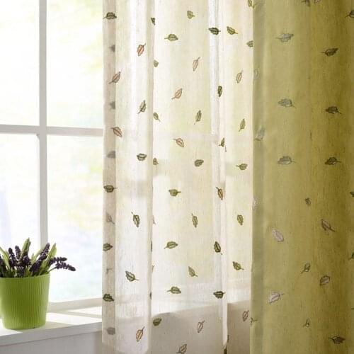 Modern Curtains for Living dining Room Bedroom Simple Cotton and Linen Embroidery Curtains Finished Product Customization