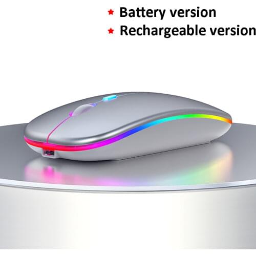 Ultra-thin LED Light Rechargeable & Battery Mouse 2.4GHz Digital Wireless Mute USB Optical Ergonomic Game Mouse Laptop Computer
