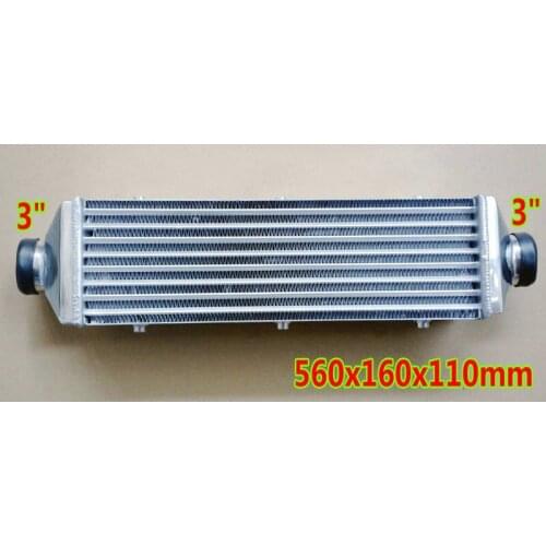 Universal Front Mount Aluminum Turbo Intercooler for 560x160x110mm Tube & Fin 3"In/out Pipe Direct-Fit FMIC