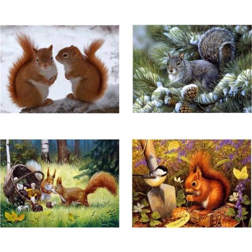 5D DIY Diamond Painting Kits For Adults Hedgehog Squirrel Animals Cross Stitch Embroidery Accessories Fantasy Home Wall Decor