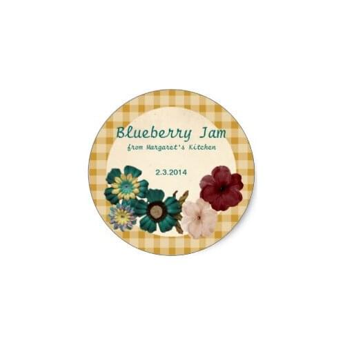 3.8cm Custom color craft flowers gingham canning label