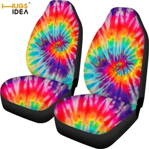 HUGSIDEA Tie-Dye Print Women Car Seat Cushion Vintage Vehicle Seat Protector Colorful Flower Brand Design Floral Car Seat Covers