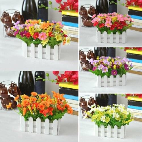 1 Bouquet Artificial Flowers Wooden Fence Garden DIY Stage Party Stage Decor Set