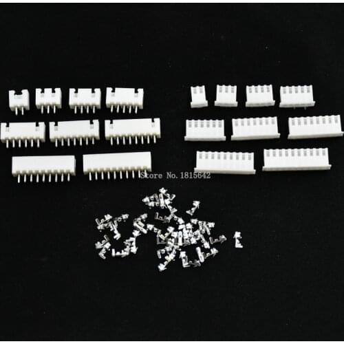 20Sets XH2.54 wire Connector XH 2.54mm Straight pin Header + Housing + Terminal for PCB Car 2P 3P 4P 5P 6P 7P 8P 9P 10Pin