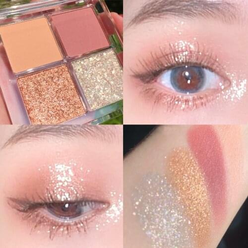 2020 Hot Sale 4 Colors/set Eyeshadow Palette Matte Pearlescent Shimmer Eye Makeups Mini Portable Eyeshadow Disc