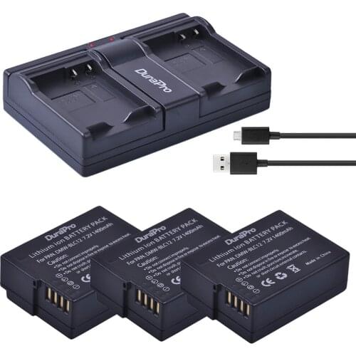 3Pcs 1400mAh DMW-BLC12 DMW-BLC12E BLC12 Battery + USB Dual Charger for Panasonic Lumix FZ1000,FZ200,FZ300,G5,G6,G7,GH2,DMC-GX8