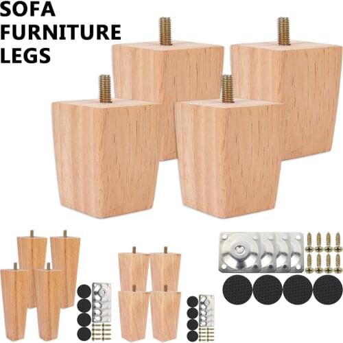 4 Pcs Solid Wood Furniture Legs Inclined Cone Sofa Bed Cabinet Table and Chair Replacement Feet Sloping Foot Height 6/10/15cm