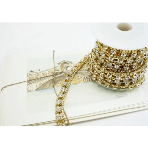 5 Yards/lot Wholesale 1cm Width Fashion Crystal Beaded Rhinestone Trim / Handbag Accessories Rhinestone Applique