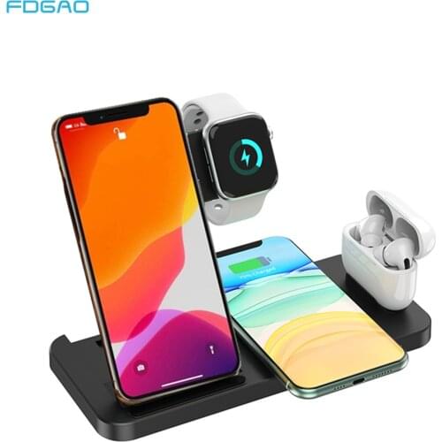 15W Fast Wireless Charger 4 in 1 Qi Charging Dock Station For iPhone 12 11 Pro XS MAX XR X 8 Apple iWatch SE 6 5 4 3 AirPods Pro