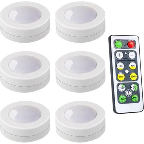 Wireless Dimmable Touch Sensor LED Under Kitchen Cabinets lights LED Puck Lights For Close Wardrobe Stair Hallway Night lamp
