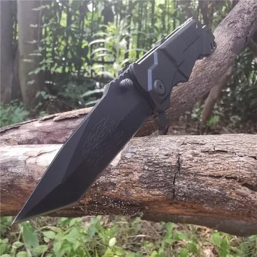 Black Folding Knife 8CR13Mov Blade Tactical Combat Pocket Knives - Good for Hunting Camping Survival Outdoor and Everyday Carry