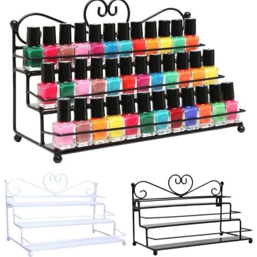 New Metal Heart 3Tier Nail Polish Holder Display Table Top Wall Rack Organizer