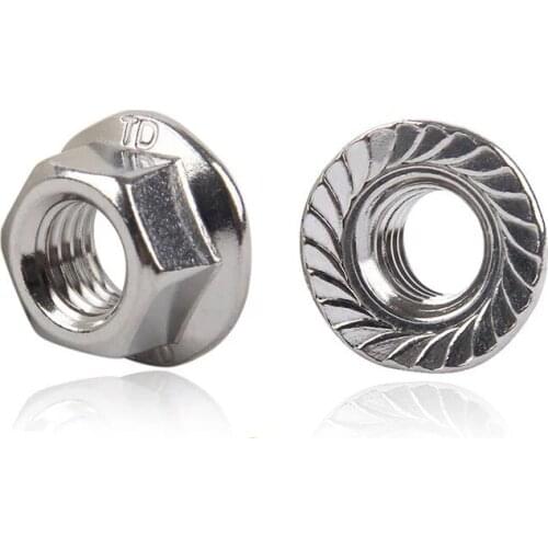 DIN6923 M3 M4 M5 M6 M8 M10 M12 304 Stainless Steel Hexagon Flange Nuts Pinking Slip Locking Lock Nut