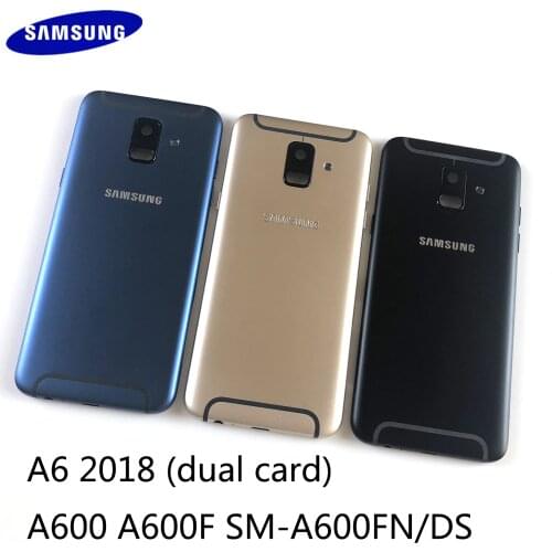 For Samsung Galaxy A6 2018 A600 A600F Housing Metal Middle frame Battery Back Cover+Camera lens+Side Buttons(Dual card version)