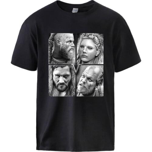 TV Show Vikings Ragnar Lagertha Man Tshirt 2021 Summer Short Sleeve Tops Tees Man Causal Funny 100% Cotton Work Tops