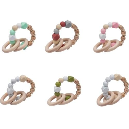 Ins Style Baby Teether Bracelets Food Grade Silicone Beads Bracelet Ring Baby Care Products Infant Toy Gift for 0-12 months
