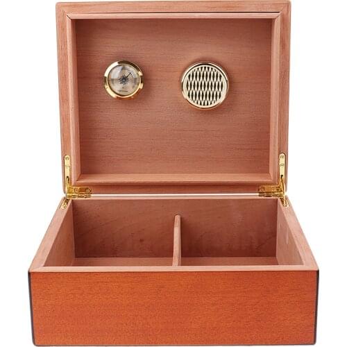 Spanish Cedar Cigar Humidor W/ Humidifier Hygrometer Cigar Box Case -Brown