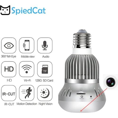 E27 Bulb 360 Degree Panoramic FishEye Lens WIFI Wireless Lamp VR IP 1080P HD IR Night Vision Camera Home Security Smart Monitor