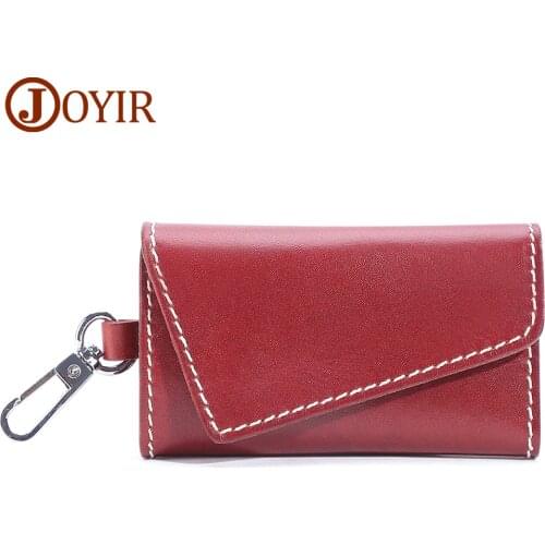 JOYIR Key Holder Wallet Genuine Cowhide Leather Wallet Card Holder Organizer Housekeeper Keychain Purse for Women Men