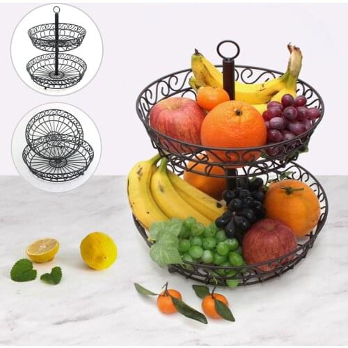 Creative Hanging Household Double-layer Fruit Basket Living Room Desktop Snack Tray Kitchen Vegetable Storage Holder