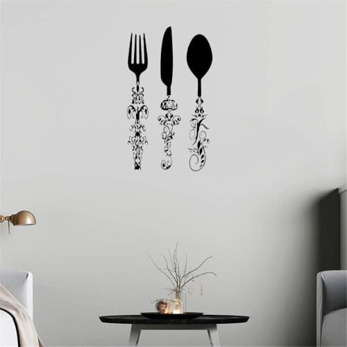 Kitchen Stuff Sticker Fork Spoon Knife Wall Decor Vintage Tools Interior Design Art Decal Kitchen Decor Vinyl Removable ph654
