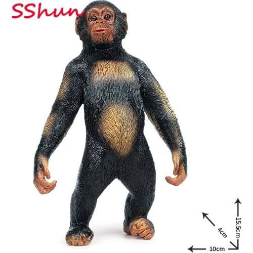 10*4*15.5CM Simulation Solid Wild Animal Model Childrens Toy Chimpanzee Zoo Monkey Plastic Doll Decoration