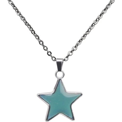 Fashion pendant necklace warm mood, discoloration, five-pointed star pendant necklace, wholesale Change color according to body