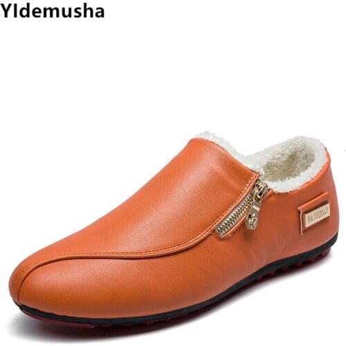 Autumn Winter Shoes Men Flats Slip On Male Loafers Driving Moccasins Homme Men Warm Casual Shoes Fashion Dress Wedding Footwear