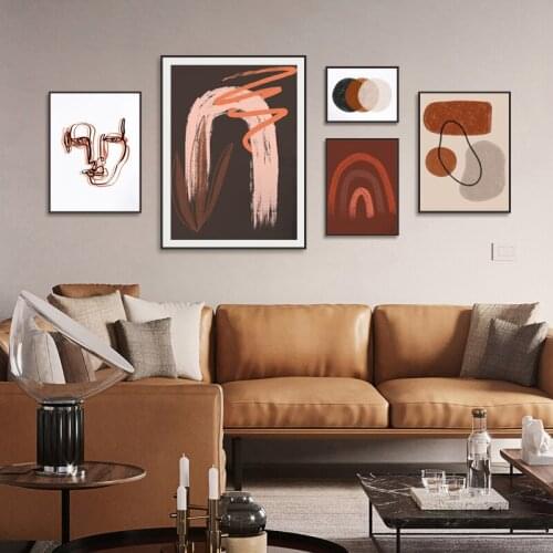Simple Line Wall Art Poster Morandi Color Geometric Texture Print Canvas Painting Nordic Abstract Picture for Home Decoration
