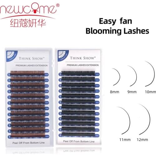 NEWCOME Easy Fan Flowering Eyelash Extension Self Fanning Individual Lashes Super Soft Faux Mink Lashes Cilios Blooming Makeup