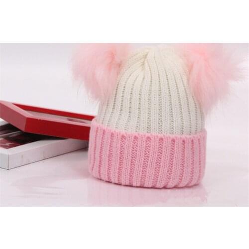 2019 Brand New Newborn Baby Kids Girls Boys Winter Warm Knit Hat Furry Balls Pompom Solid Warm Cute Lovely Beanie Cap Gifts