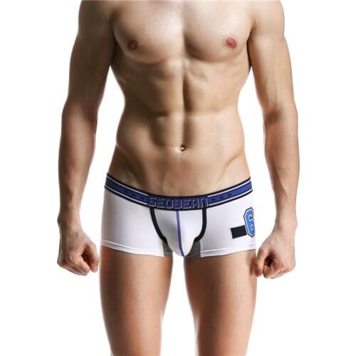 SEOBEAN New Mens Cotton Underwear U-convex Comfortable Shorts Low-Waist Sexy Breathable Seamless Boxers