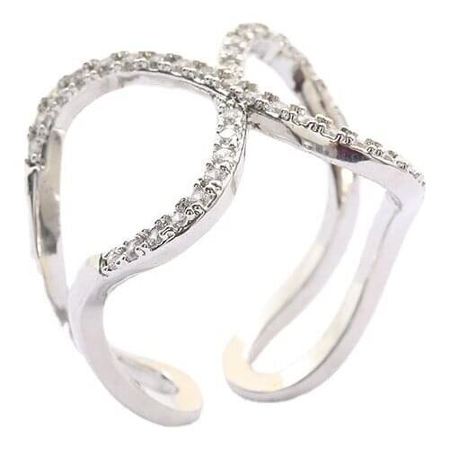 ZSLBS New Korea Fashion Crystal Cross Rings For Women Cubic Zirconia Adjustable Open Ring Simple Jewelry Gifts Anillos Mujer