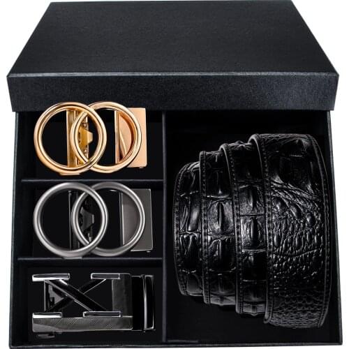 New Designer Alloy Automatic Buckle Belts For Men Black Genuine Crocodile Leather Belt Mens Gift Cummerbunds Male DiBanGu