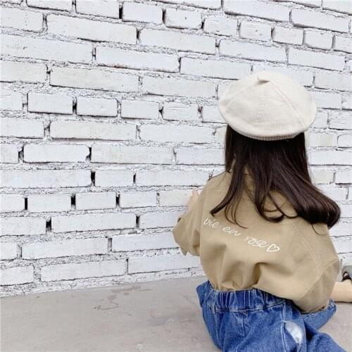 Autumn girls embroidery cute long-sleeved thick shirts Boys 2 colors cotton casual shirt Tops