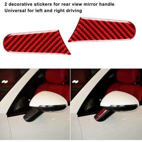 2Pcs Rearview Mirror Trim UV-proof Self-adhesive Carbon Fiber Red Exterior Rearview Mirror Decor Cover