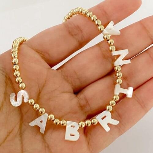 Hand-made Custom Name Beaded Necklace Fashion Simple Gold-color Silver-color Beads Choker Personalized Accessories Gifts 2021