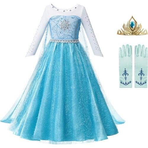 Anna Elsa 2 Girls Princess Dress Kids Clothes Girls Children Clothes Halloween Christmas Cosplay Holiday Party Dress Vestidos