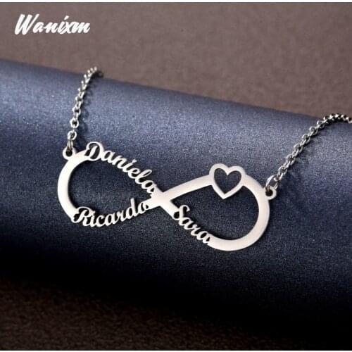 Customized Stainless Steel Hollow Heart Necklaces for Women Custom Personalized Infinity Necklace Nameplate Pendant Jewelry Gift