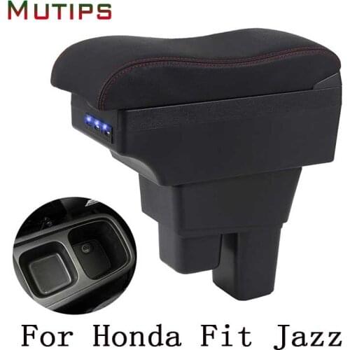 Mutips For Honda Fit Jazz armrest box curve storage box leather arm rest car-styling accessories interior automobile 2009 - 2013